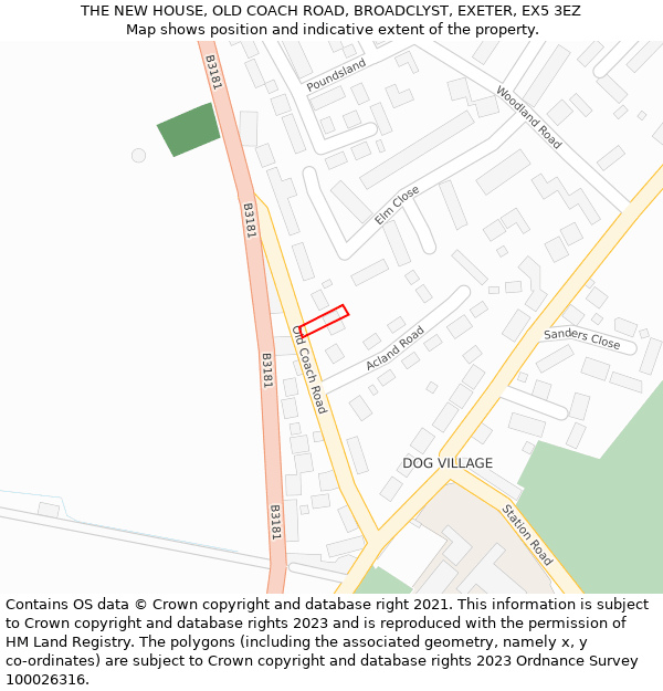 THE NEW HOUSE, OLD COACH ROAD, BROADCLYST, EXETER, EX5 3EZ: Location map and indicative extent of plot