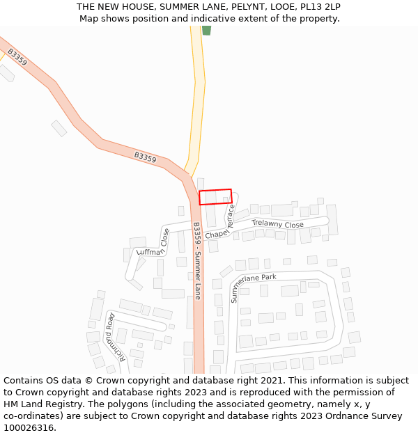 THE NEW HOUSE, SUMMER LANE, PELYNT, LOOE, PL13 2LP: Location map and indicative extent of plot