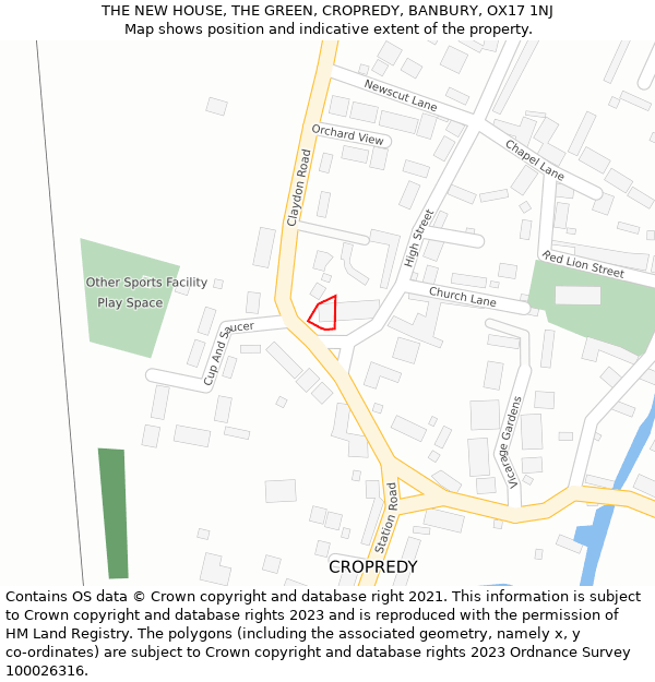 THE NEW HOUSE, THE GREEN, CROPREDY, BANBURY, OX17 1NJ: Location map and indicative extent of plot