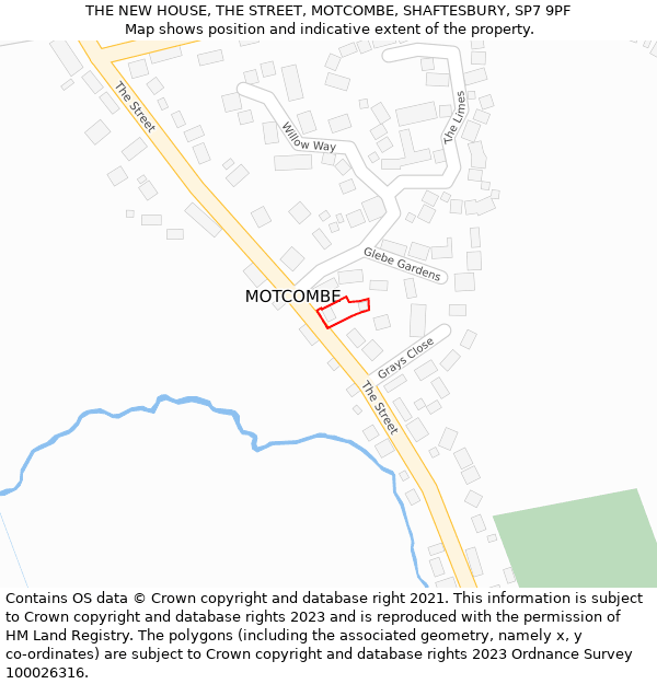 THE NEW HOUSE, THE STREET, MOTCOMBE, SHAFTESBURY, SP7 9PF: Location map and indicative extent of plot