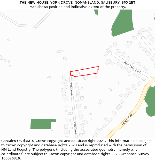 THE NEW HOUSE, YORK DROVE, NOMANSLAND, SALISBURY, SP5 2BT: Location map and indicative extent of plot