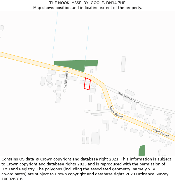 THE NOOK, ASSELBY, GOOLE, DN14 7HE: Location map and indicative extent of plot