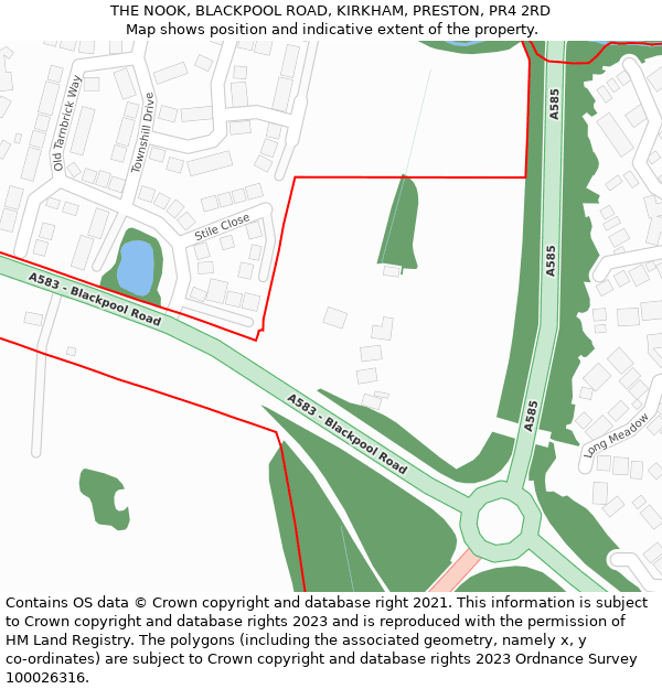 THE NOOK, BLACKPOOL ROAD, KIRKHAM, PRESTON, PR4 2RD: Location map and indicative extent of plot