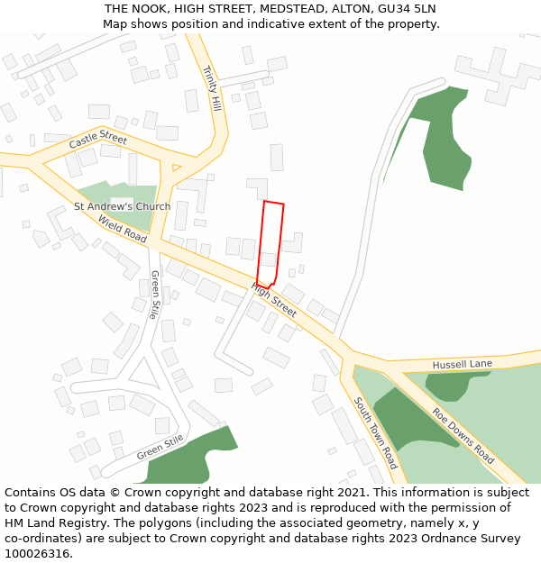 THE NOOK, HIGH STREET, MEDSTEAD, ALTON, GU34 5LN: Location map and indicative extent of plot