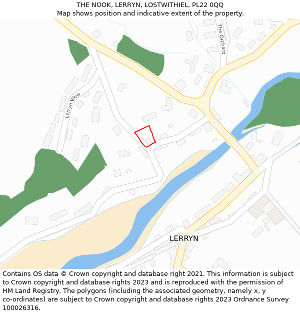 THE NOOK, LERRYN, LOSTWITHIEL, PL22 0QQ: Location map and indicative extent of plot