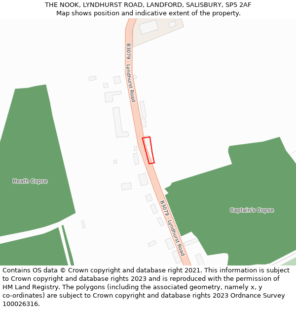 THE NOOK, LYNDHURST ROAD, LANDFORD, SALISBURY, SP5 2AF: Location map and indicative extent of plot