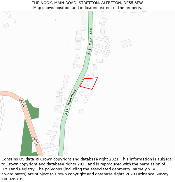 THE NOOK, MAIN ROAD, STRETTON, ALFRETON, DE55 6EW: Location map and indicative extent of plot