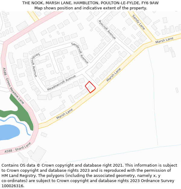 THE NOOK, MARSH LANE, HAMBLETON, POULTON-LE-FYLDE, FY6 9AW: Location map and indicative extent of plot