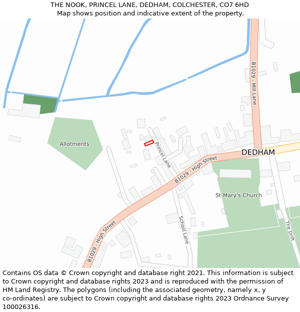 THE NOOK, PRINCEL LANE, DEDHAM, COLCHESTER, CO7 6HD: Location map and indicative extent of plot