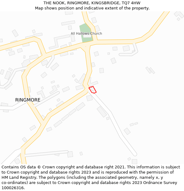 THE NOOK, RINGMORE, KINGSBRIDGE, TQ7 4HW: Location map and indicative extent of plot