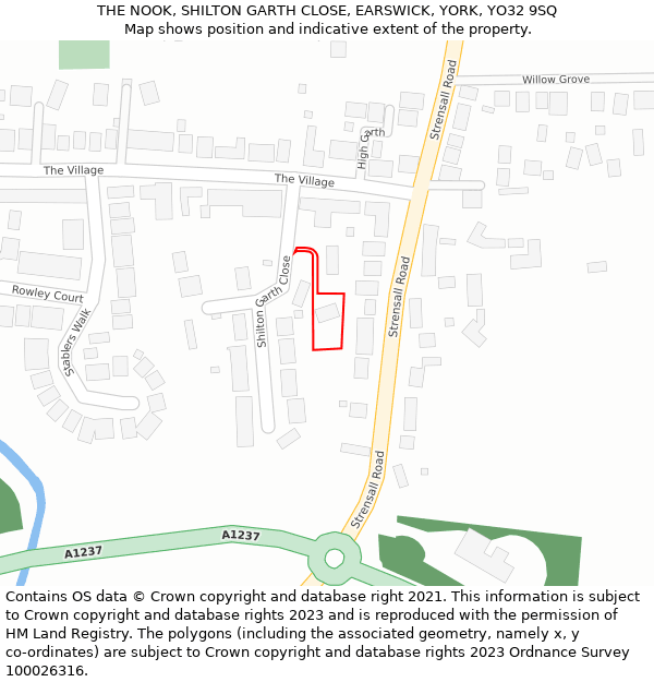 THE NOOK, SHILTON GARTH CLOSE, EARSWICK, YORK, YO32 9SQ: Location map and indicative extent of plot