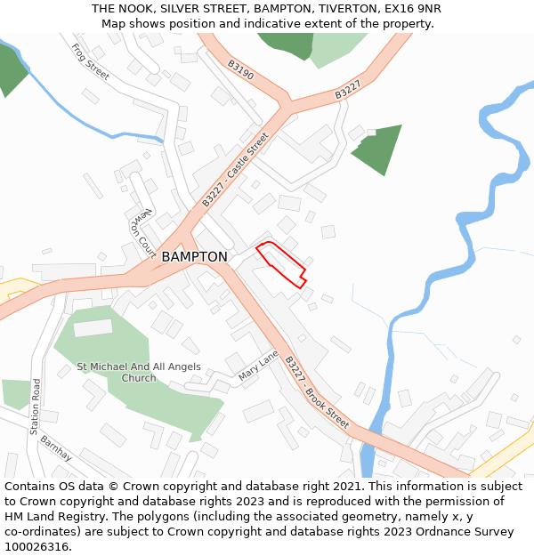 THE NOOK, SILVER STREET, BAMPTON, TIVERTON, EX16 9NR: Location map and indicative extent of plot
