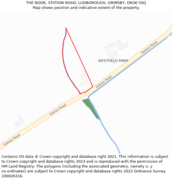 THE NOOK, STATION ROAD, LUDBOROUGH, GRIMSBY, DN36 5SQ: Location map and indicative extent of plot