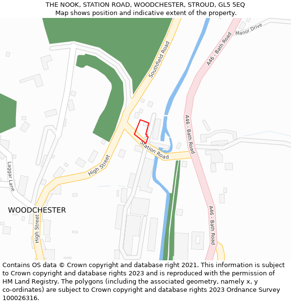 THE NOOK, STATION ROAD, WOODCHESTER, STROUD, GL5 5EQ: Location map and indicative extent of plot