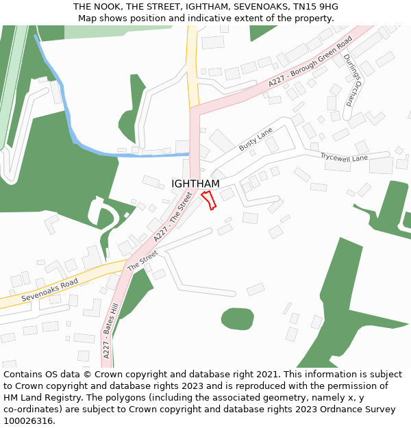THE NOOK, THE STREET, IGHTHAM, SEVENOAKS, TN15 9HG: Location map and indicative extent of plot