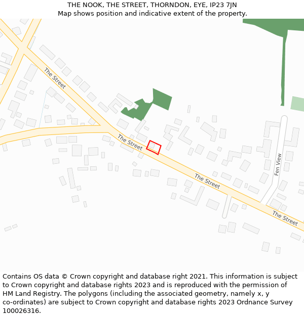 THE NOOK, THE STREET, THORNDON, EYE, IP23 7JN: Location map and indicative extent of plot