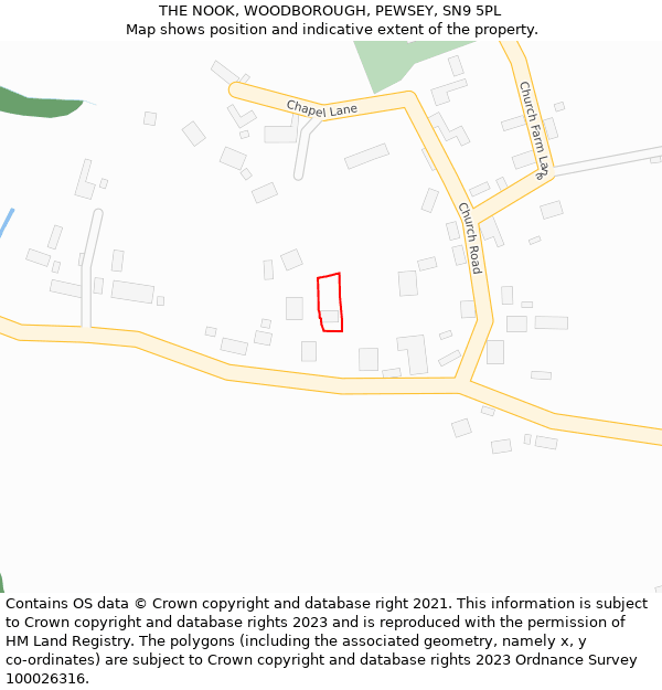 THE NOOK, WOODBOROUGH, PEWSEY, SN9 5PL: Location map and indicative extent of plot