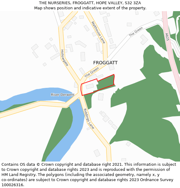 THE NURSERIES, FROGGATT, HOPE VALLEY, S32 3ZA: Location map and indicative extent of plot