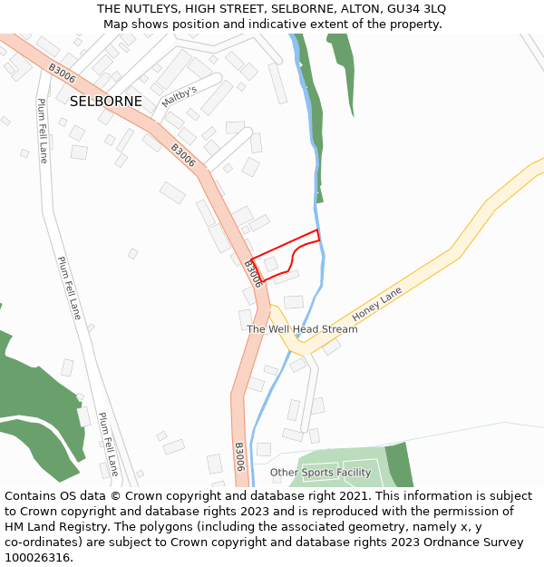 THE NUTLEYS, HIGH STREET, SELBORNE, ALTON, GU34 3LQ: Location map and indicative extent of plot