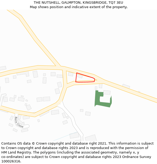 THE NUTSHELL, GALMPTON, KINGSBRIDGE, TQ7 3EU: Location map and indicative extent of plot