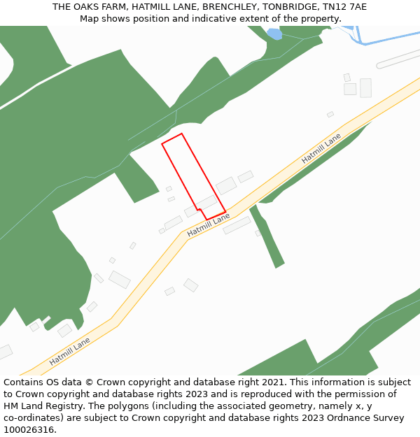 THE OAKS FARM, HATMILL LANE, BRENCHLEY, TONBRIDGE, TN12 7AE: Location map and indicative extent of plot