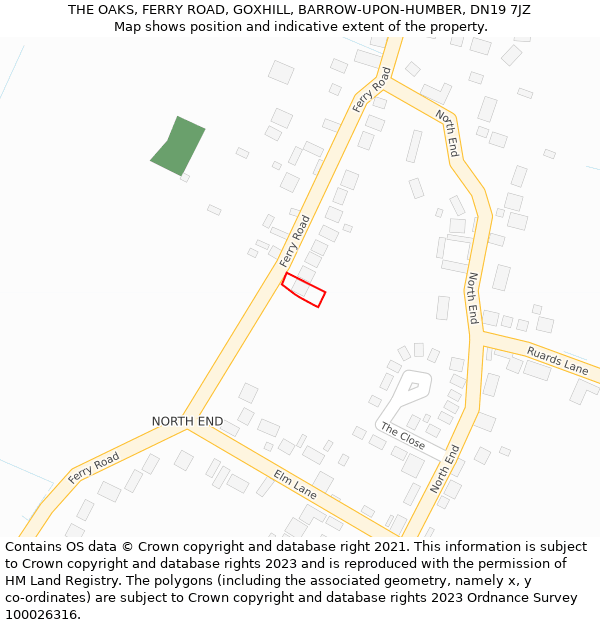 THE OAKS, FERRY ROAD, GOXHILL, BARROW-UPON-HUMBER, DN19 7JZ: Location map and indicative extent of plot