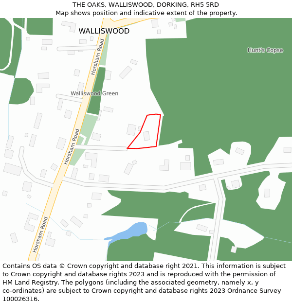 THE OAKS, WALLISWOOD, DORKING, RH5 5RD: Location map and indicative extent of plot