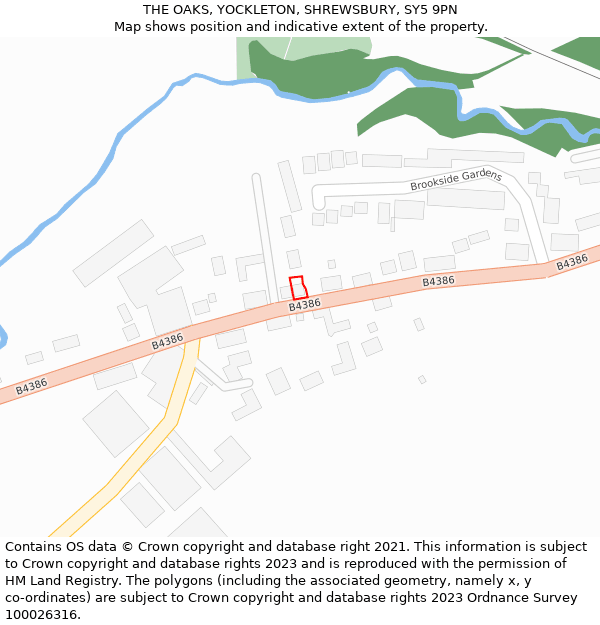 THE OAKS, YOCKLETON, SHREWSBURY, SY5 9PN: Location map and indicative extent of plot