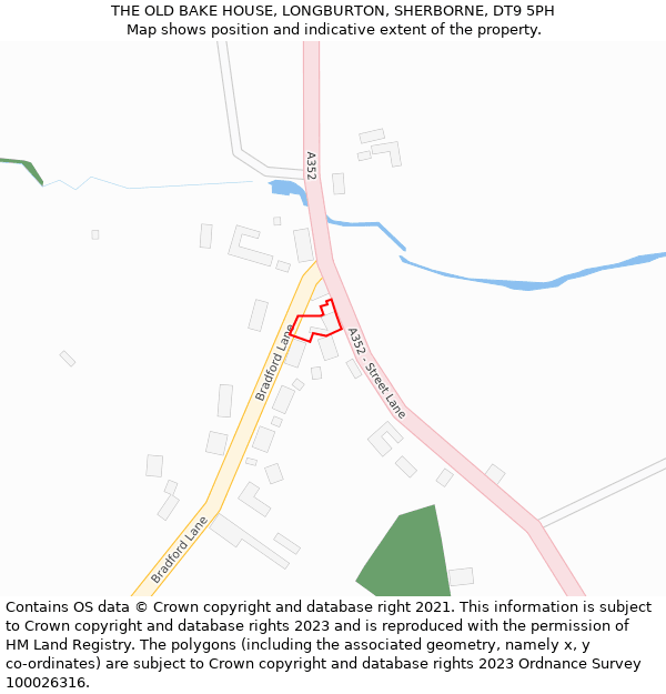 THE OLD BAKE HOUSE, LONGBURTON, SHERBORNE, DT9 5PH: Location map and indicative extent of plot