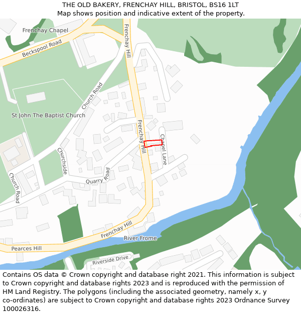 THE OLD BAKERY, FRENCHAY HILL, BRISTOL, BS16 1LT: Location map and indicative extent of plot