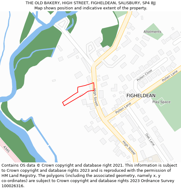 THE OLD BAKERY, HIGH STREET, FIGHELDEAN, SALISBURY, SP4 8JJ: Location map and indicative extent of plot