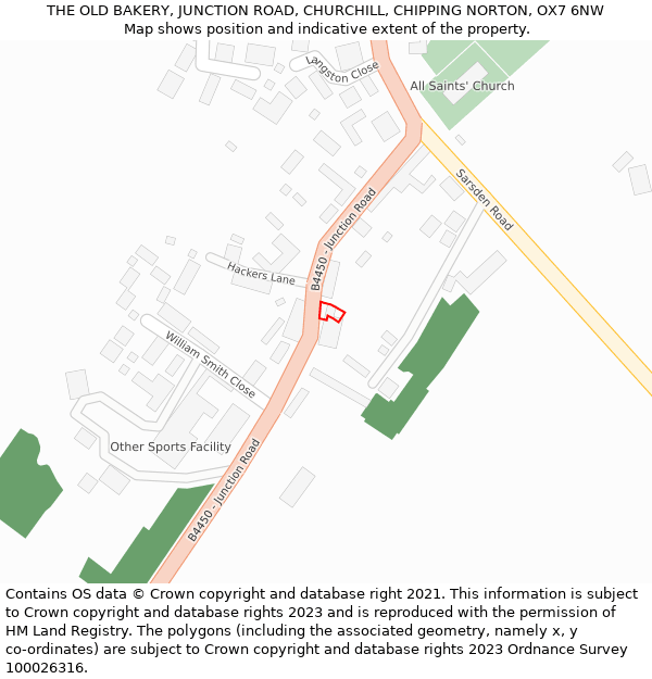 THE OLD BAKERY, JUNCTION ROAD, CHURCHILL, CHIPPING NORTON, OX7 6NW: Location map and indicative extent of plot