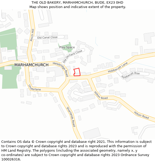 THE OLD BAKERY, MARHAMCHURCH, BUDE, EX23 0HD: Location map and indicative extent of plot