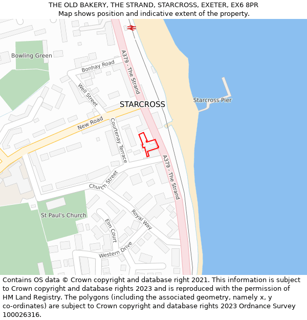 THE OLD BAKERY, THE STRAND, STARCROSS, EXETER, EX6 8PR: Location map and indicative extent of plot