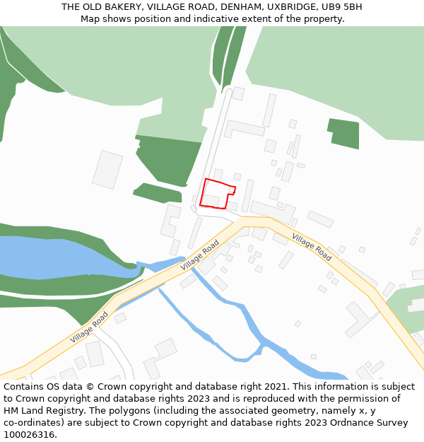 THE OLD BAKERY, VILLAGE ROAD, DENHAM, UXBRIDGE, UB9 5BH: Location map and indicative extent of plot