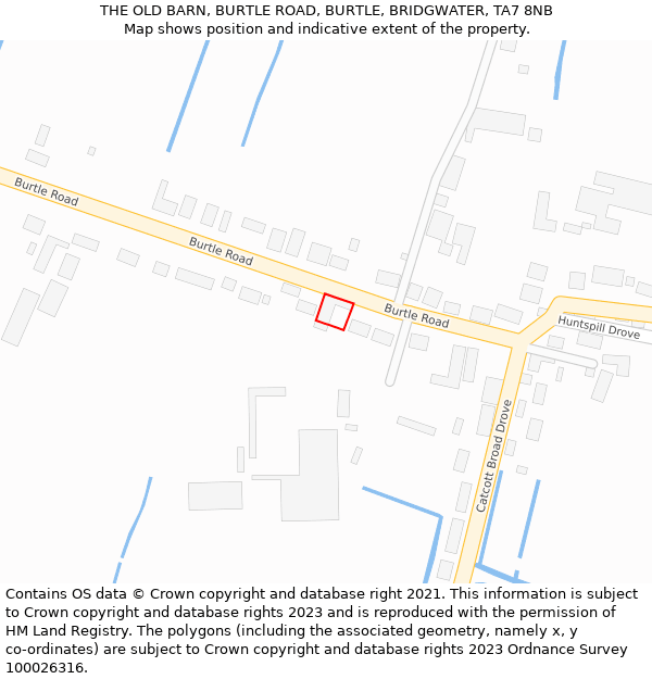 THE OLD BARN, BURTLE ROAD, BURTLE, BRIDGWATER, TA7 8NB: Location map and indicative extent of plot