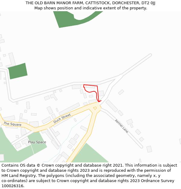 THE OLD BARN MANOR FARM, CATTISTOCK, DORCHESTER, DT2 0JJ: Location map and indicative extent of plot