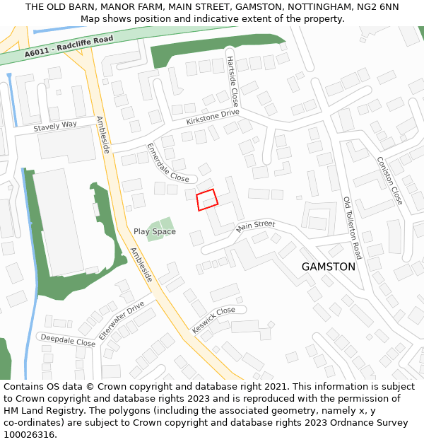 THE OLD BARN, MANOR FARM, MAIN STREET, GAMSTON, NOTTINGHAM, NG2 6NN: Location map and indicative extent of plot