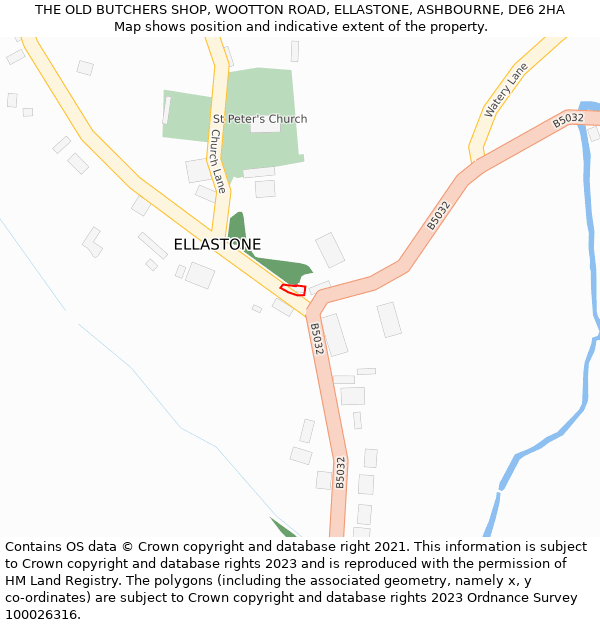 THE OLD BUTCHERS SHOP, WOOTTON ROAD, ELLASTONE, ASHBOURNE, DE6 2HA: Location map and indicative extent of plot