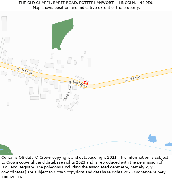 THE OLD CHAPEL, BARFF ROAD, POTTERHANWORTH, LINCOLN, LN4 2DU: Location map and indicative extent of plot