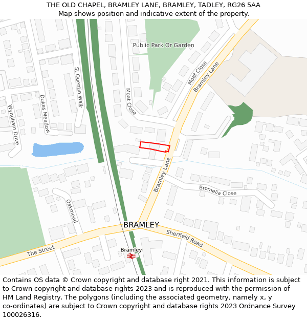 THE OLD CHAPEL, BRAMLEY LANE, BRAMLEY, TADLEY, RG26 5AA: Location map and indicative extent of plot