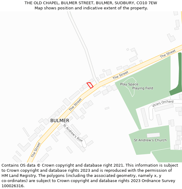 THE OLD CHAPEL, BULMER STREET, BULMER, SUDBURY, CO10 7EW: Location map and indicative extent of plot