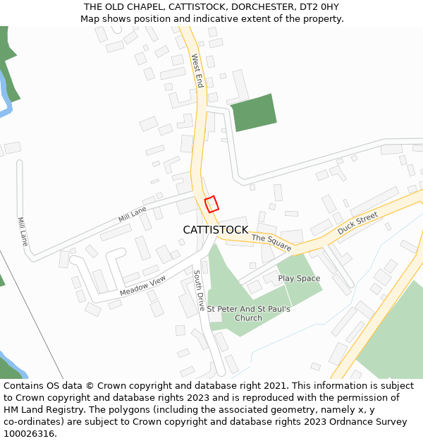 THE OLD CHAPEL, CATTISTOCK, DORCHESTER, DT2 0HY: Location map and indicative extent of plot
