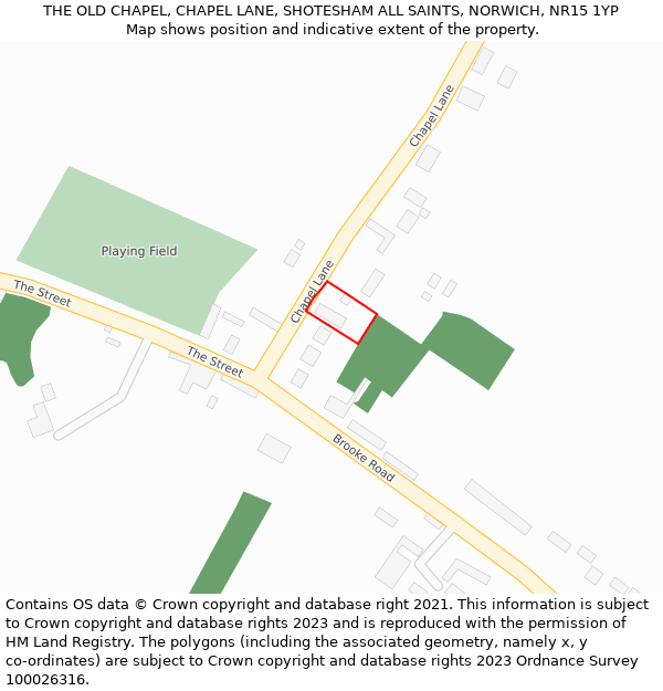 THE OLD CHAPEL, CHAPEL LANE, SHOTESHAM ALL SAINTS, NORWICH, NR15 1YP: Location map and indicative extent of plot