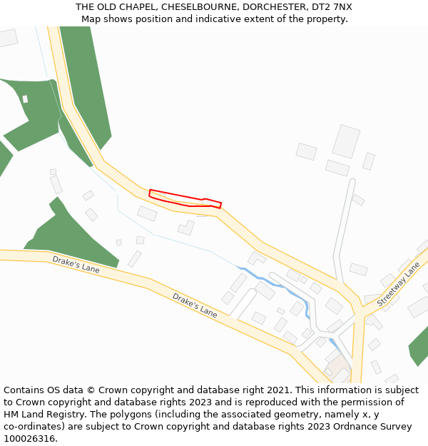 THE OLD CHAPEL, CHESELBOURNE, DORCHESTER, DT2 7NX: Location map and indicative extent of plot