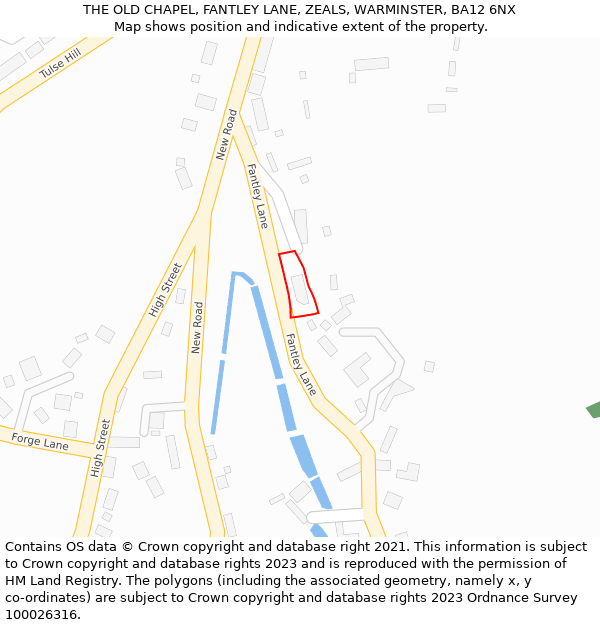 THE OLD CHAPEL, FANTLEY LANE, ZEALS, WARMINSTER, BA12 6NX: Location map and indicative extent of plot