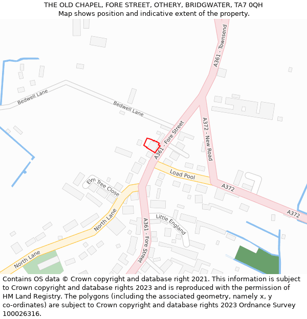 THE OLD CHAPEL, FORE STREET, OTHERY, BRIDGWATER, TA7 0QH: Location map and indicative extent of plot