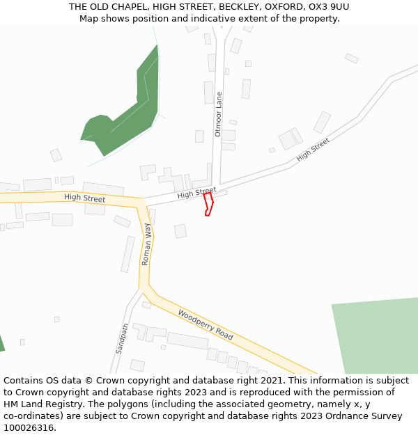 THE OLD CHAPEL, HIGH STREET, BECKLEY, OXFORD, OX3 9UU: Location map and indicative extent of plot