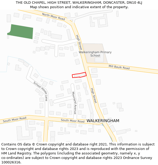 THE OLD CHAPEL, HIGH STREET, WALKERINGHAM, DONCASTER, DN10 4LJ: Location map and indicative extent of plot