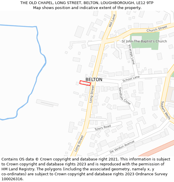 THE OLD CHAPEL, LONG STREET, BELTON, LOUGHBOROUGH, LE12 9TP: Location map and indicative extent of plot